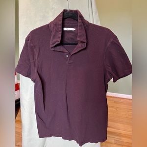 “TU man” L Burgundy weave patterned polo shirt